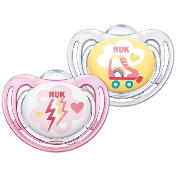   NUK Freestyle szilikon cumi 6-18 hó 2db rózsaszín görkori