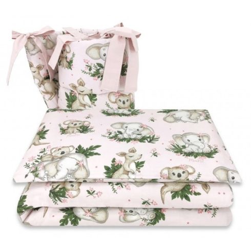 Baby Shop 3 részes ágynemű garnitúra - Baba állatok rózsaszín 