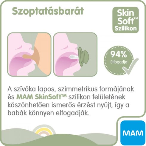 MAM Original Pure 6+ hó nyugtató cumi 2 db-os - zöld farkas/bézs nyuszi