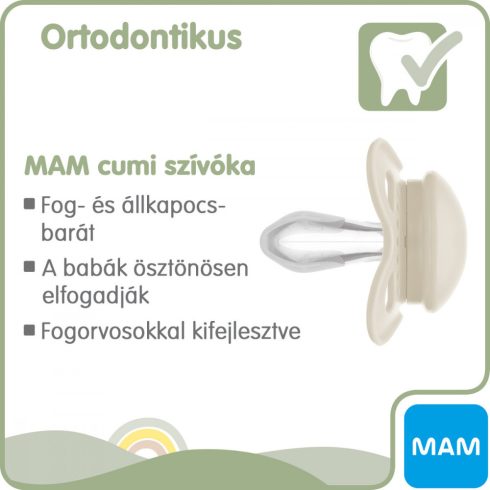 MAM Original Pure 6+ hó nyugtató cumi 2 db-os - zöld farkas/bézs nyuszi