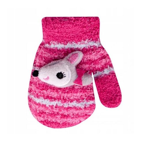 Yo! Bébi 3D-s téli kesztyű 10 cm - Pink/egeres