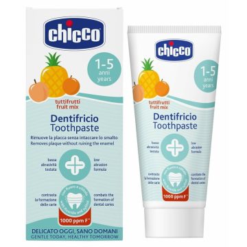   Chicco Vegyes gyümölcs ízű fogkrém 50 ml fluoridos xilittel Tuttifrutti 1-5 év