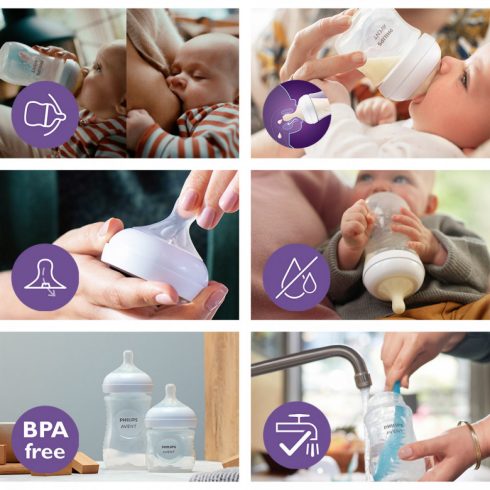 Philips AVENT SCY930/01 Natural Response üvegből készült cumisüveg 120 ml, 0hó+