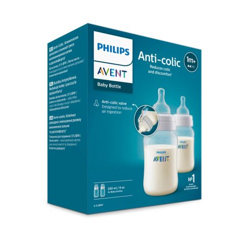 Philips AVENT Hasfájáscsökkentő cumisüveg 2 db
SCY103/02 260 ml 1hó+