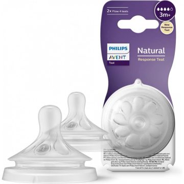   Philips AVENT SCY964/02 Natural Response etetőcumi 4.közepes átfolyás 3hó+, 2 db