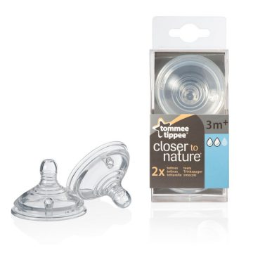   Tommee Tippee Closer To Nature 2db-os szilikon 3+ etetőcumi - közepes folyású