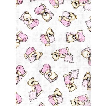   Baby Bruin mintás Tetra kifogó 90×140 cm - rózsaszin párnás maci
