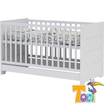   Todi White Bunny 70×140-es átalakítható babaágy - erezett fehér /magasfényű fehér
