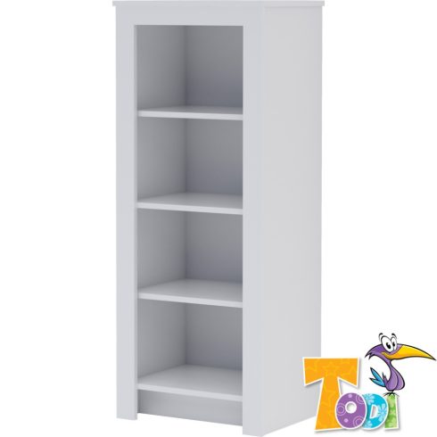 Todi White Bunny  keskeny nyitott polcos szekrény (140 cm magas) - erezett fehér