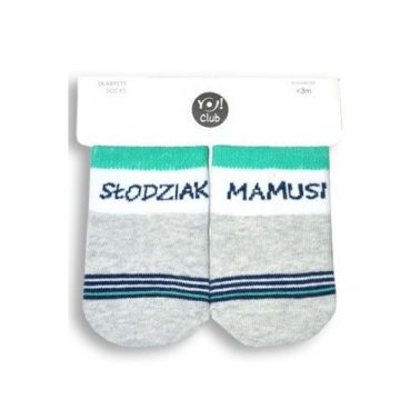 Yo! Baby pamut zokni 3-6hó - szürke/fehér/zöld